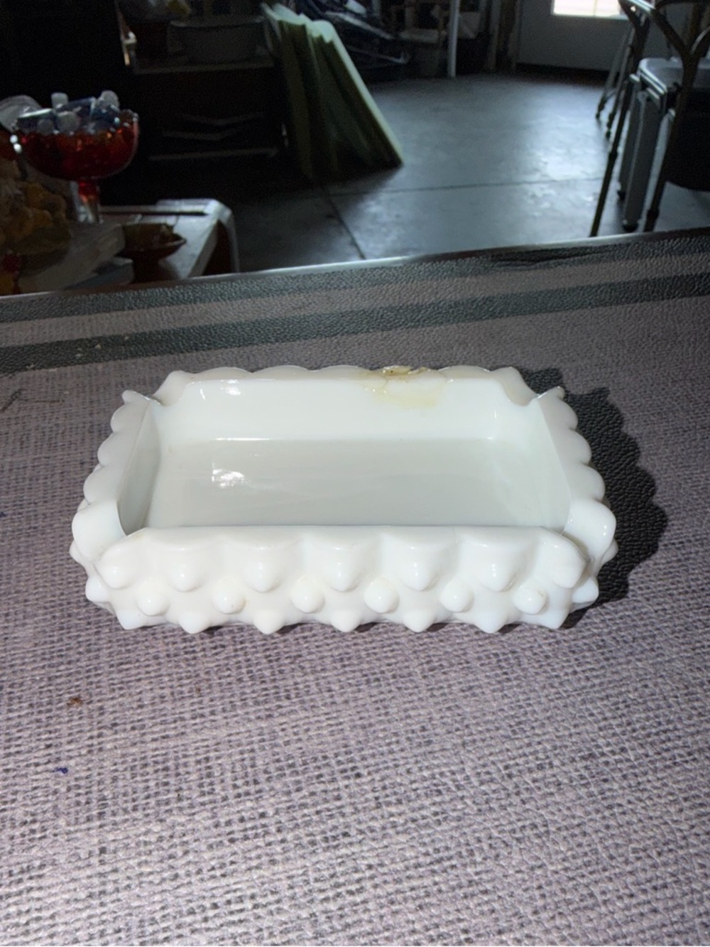 Vintage Fenton White Hobnail Milk Glass Rectangular Dish/ashtray